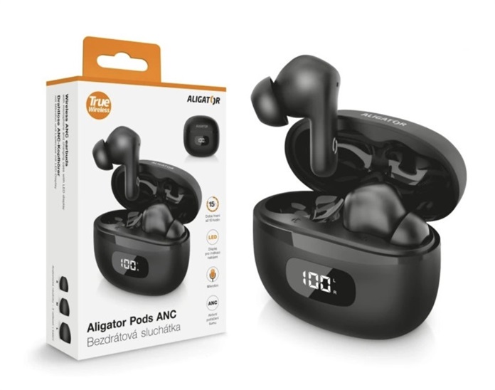 Aligator TWS sluchátka Pods ANC TWS08BK
